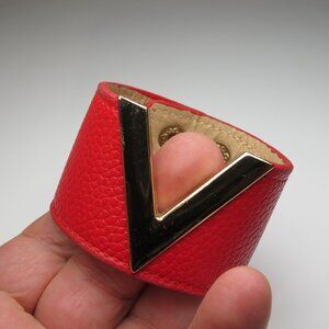 V Leather Bracelet Red